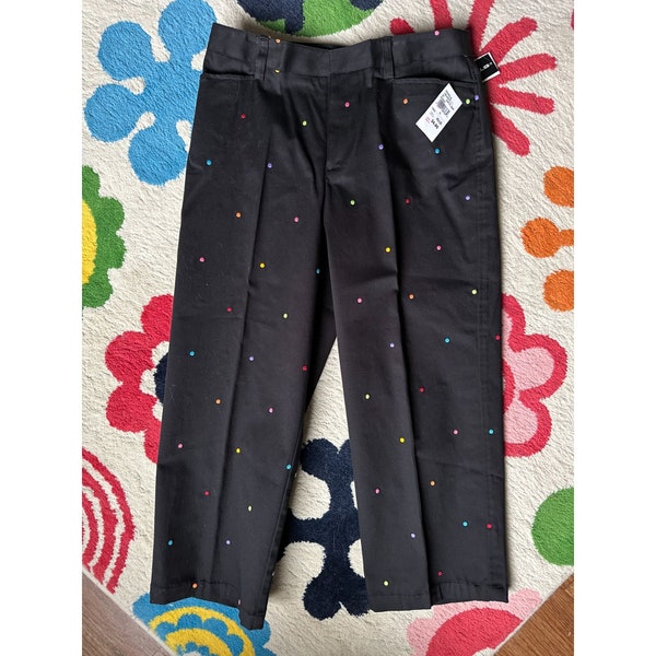 NWT Vintage Rafaella stretch capri black pants with colorful polka dots 10