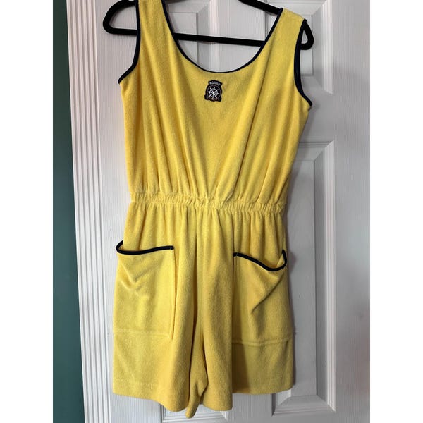 Vintage CLUB ROC yellow terry cloth romper Medium