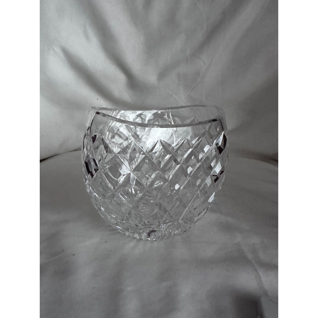 Waterford Crystal Ellipse Oval Vase Approx 4 X 5 Wide Diamond Pattern