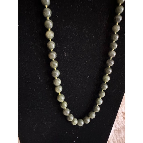 Vintage Beaded Multi Dark Green Jade Strand Neckl… - image 3