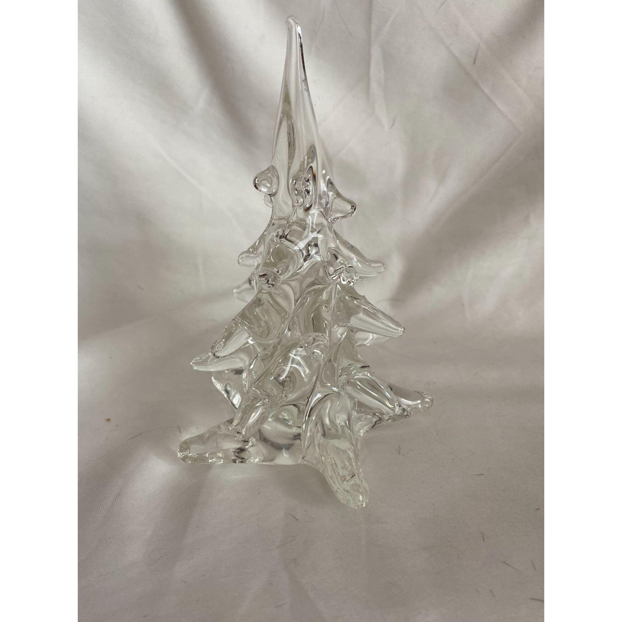 Vintage 6 Solid Clear Art Glass Christmas Pine Tree Figurine Etsy