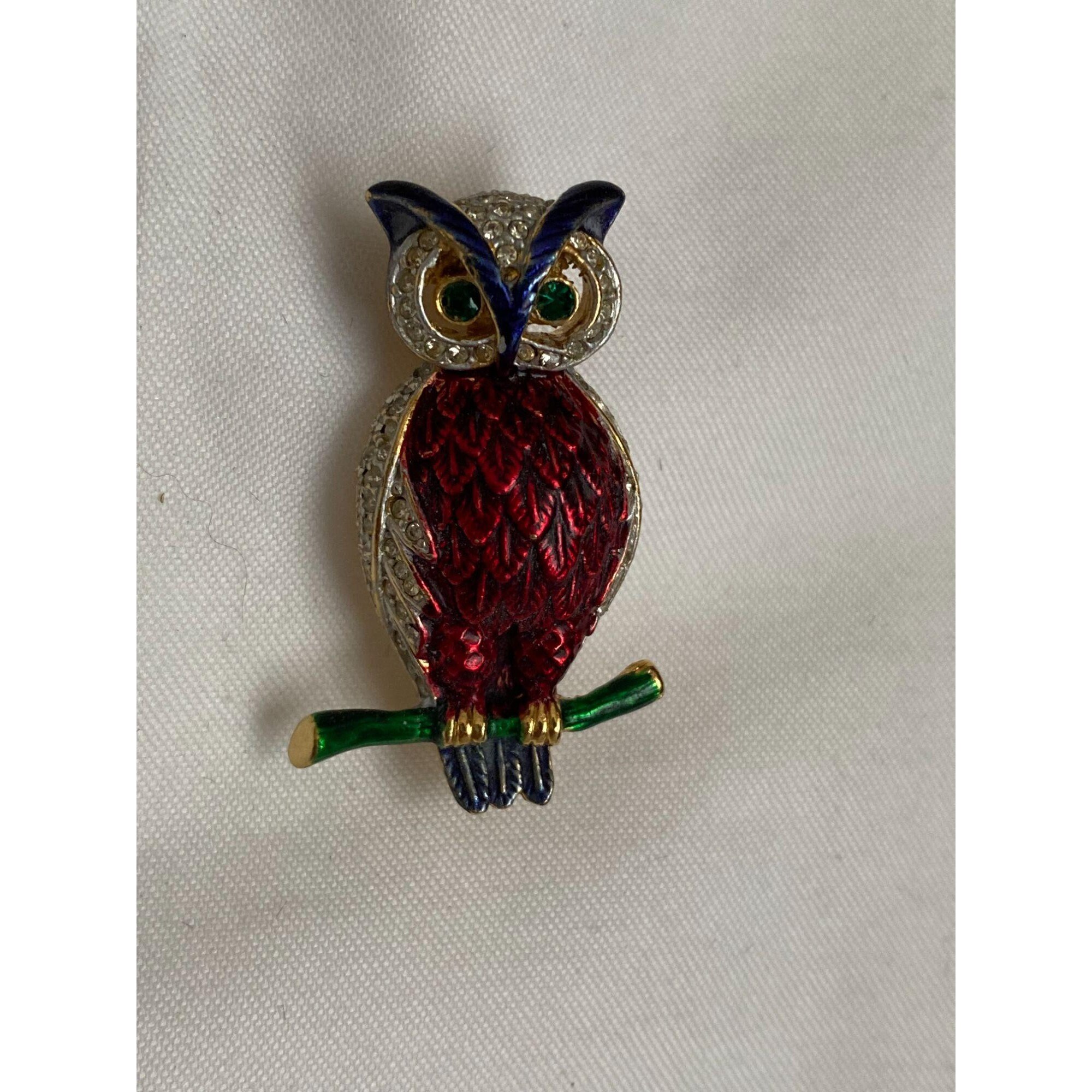 Vintage enamel OWL brooch pin numbered A2361 Boucher Etsy