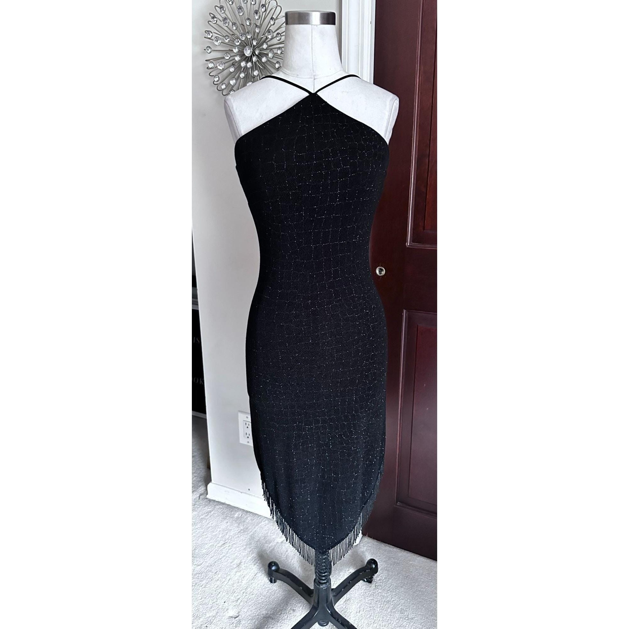 cache black dress 1990s Cache Dress w Ruched Sides & Off the Shoulders main image 0