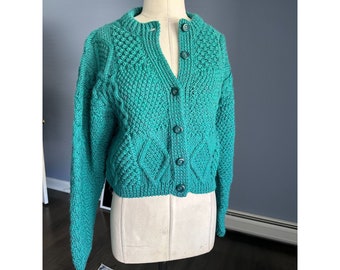 Irish Style handknitted in Ireland pure new wool button down cardigan Medium