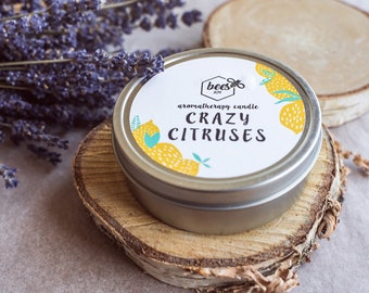 Natural Soy Candle with Essence of Bergamot, Lemon and Orange  / Aromatherapy candle