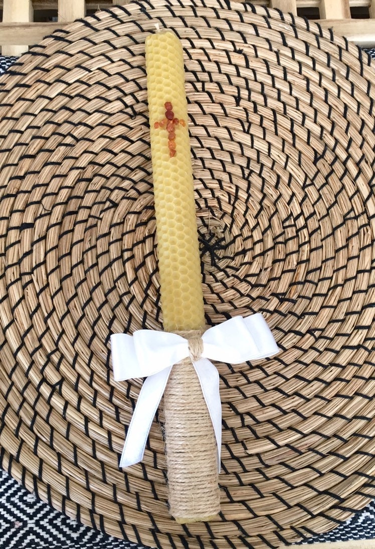 Baptism Candles, Beeswax Candles, Handmade Candles, Christening Candles