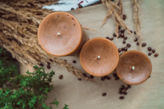 Rustic 100% Pure Beeswax red candles/Tall natural beeswax Pillar candles/Handmade Bees wax natural candles