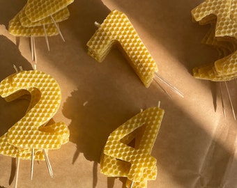 Beeswax Birthday # Number Celebration Candles Made Pure Beeswax honeycomb Wrap