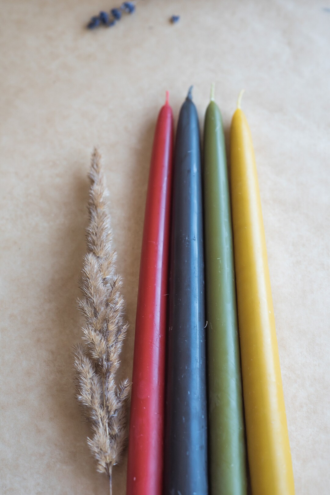 thumbnail image 2 of Beeswax Taper Candles 100% Pure - All-Natural Handmade Decorative & Dipped Smokeless Unscented Candles For Christmas, Advent, And Hanukkah, Earthen Green, 8.5 Inches, 24 Candle Set, By BeeTheLight Handmade Dipped Taper Candles 2 of 10