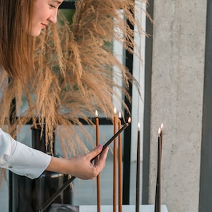 Set of 10 thin and long 100% Beeswax candle. Table candle / Taper candles