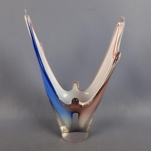 Flygsfors Paul Kedelv Coquille Vase, Multi-Coloured, Sommerso Glass, Vintage, Swedish Modernism, 1950s