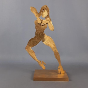 Modernist Dancing Woman Brass Sculpture, Signed Giubak, Rare Limited Edition Sculpture, 20th Century Contemporary Art