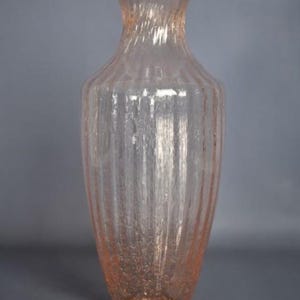 Vintage Murano Glass Vase, 1970s Modernist Design, Italian Handcrafted Artistic Vase, Transparent Pink.