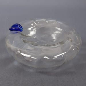Murano Glass Ashtray, Transparent and Blue Design, Modern Antiques Made in Italy, 1970s