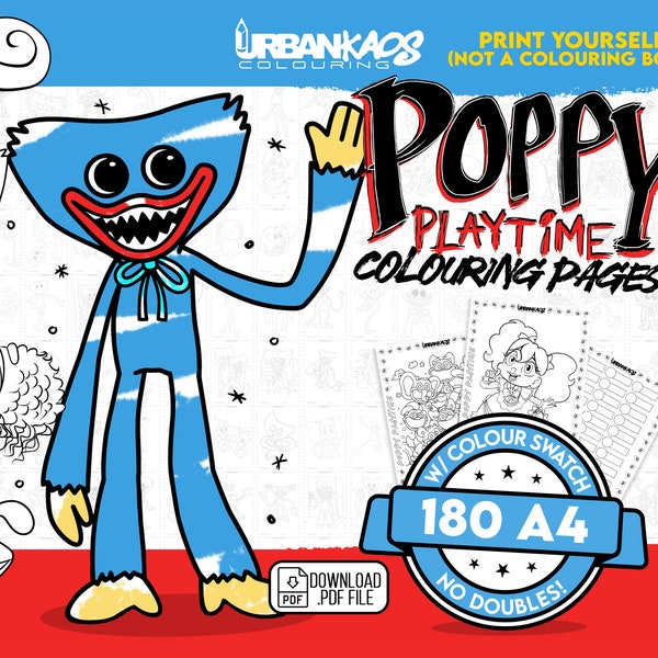 Poppy Playtime - 180 PRINT YOURSELF Colouring Pages - Urban Kaos Colouring