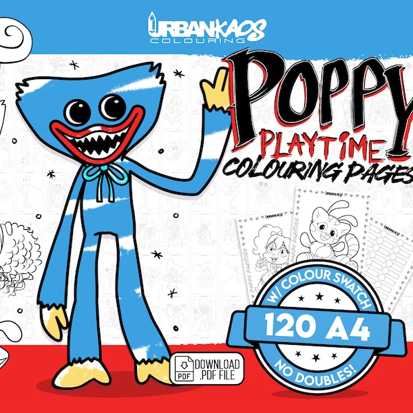 Poppy Playtime - 120 PRINT YOURSELF Colouring Pages - Urban Kaos Colouring