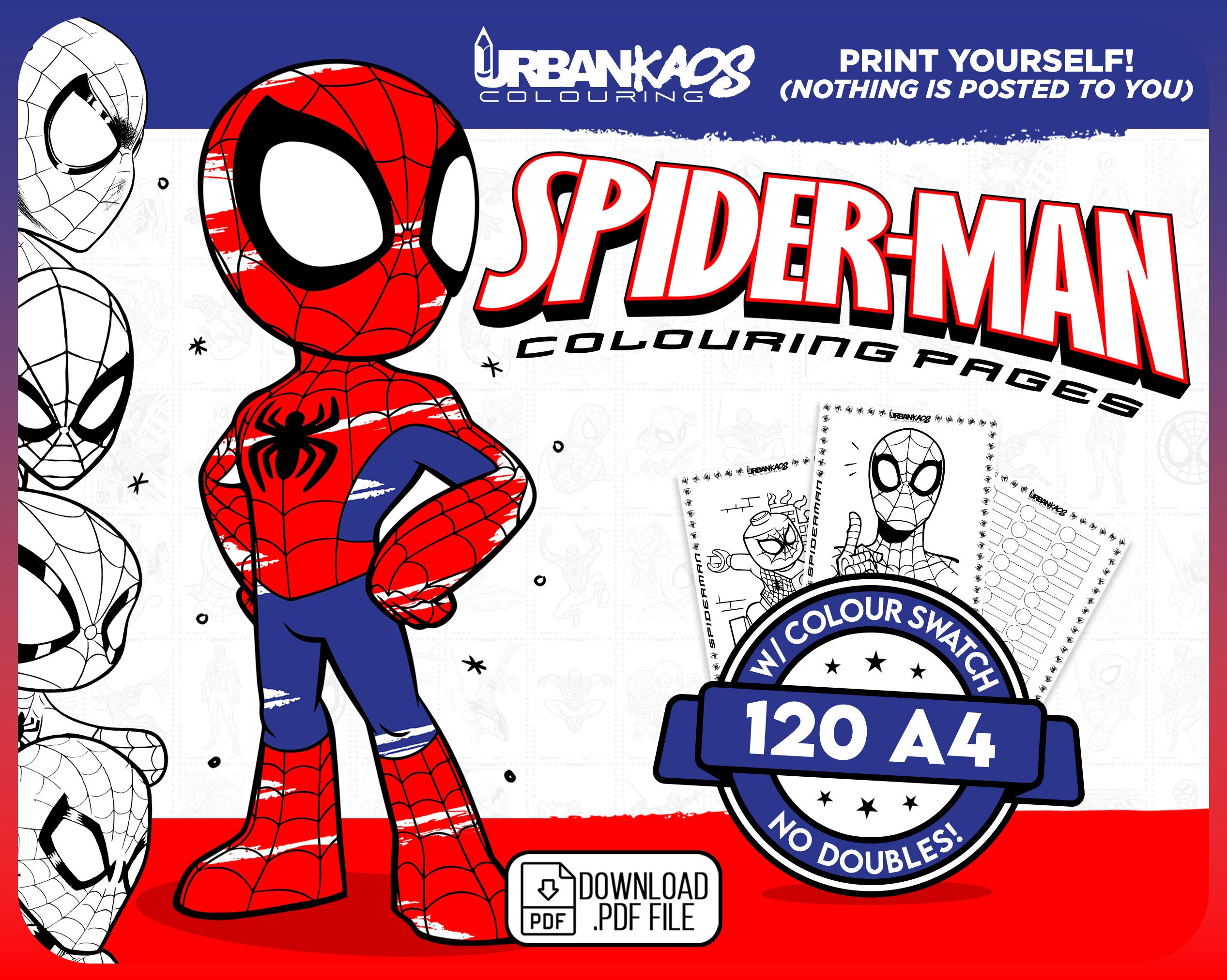 Spider-man / Spiderman 120 PRINT YOURSELF Colouring Pages Urban Kaos ...