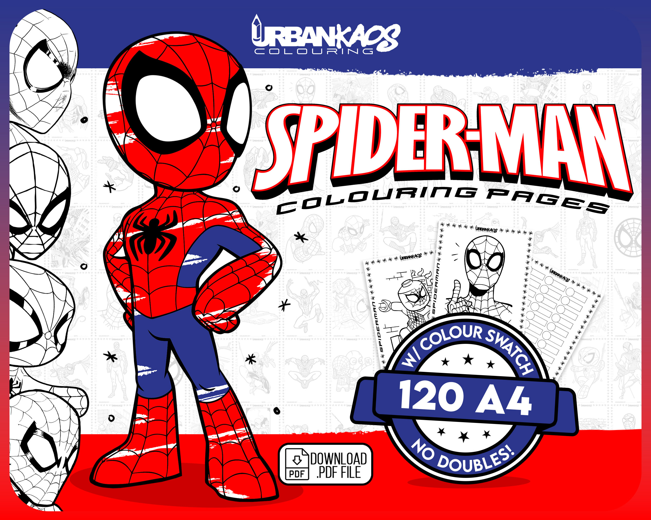 Spiderman, Spiderman Mini Coloring Pages and Crayons, Spiderman