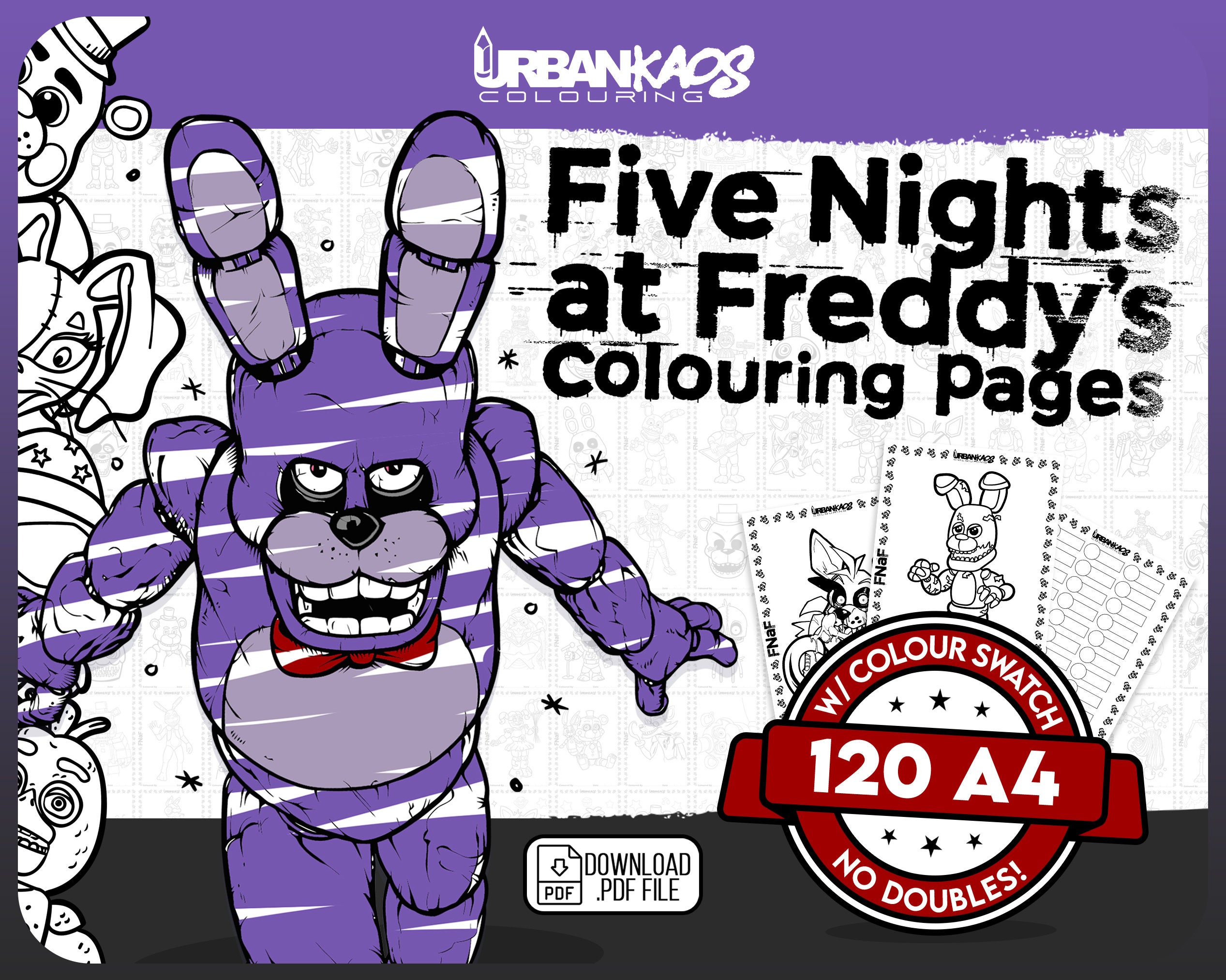 FNAF Party Favors Coloring Sheets Physical Item, No Printer