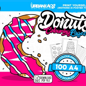 Donuts / Donuts – 100 Malvorlagen zum Selbstausdrucken – Urban Kaos Coloring