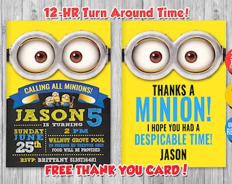 Minion Invitation Etsy