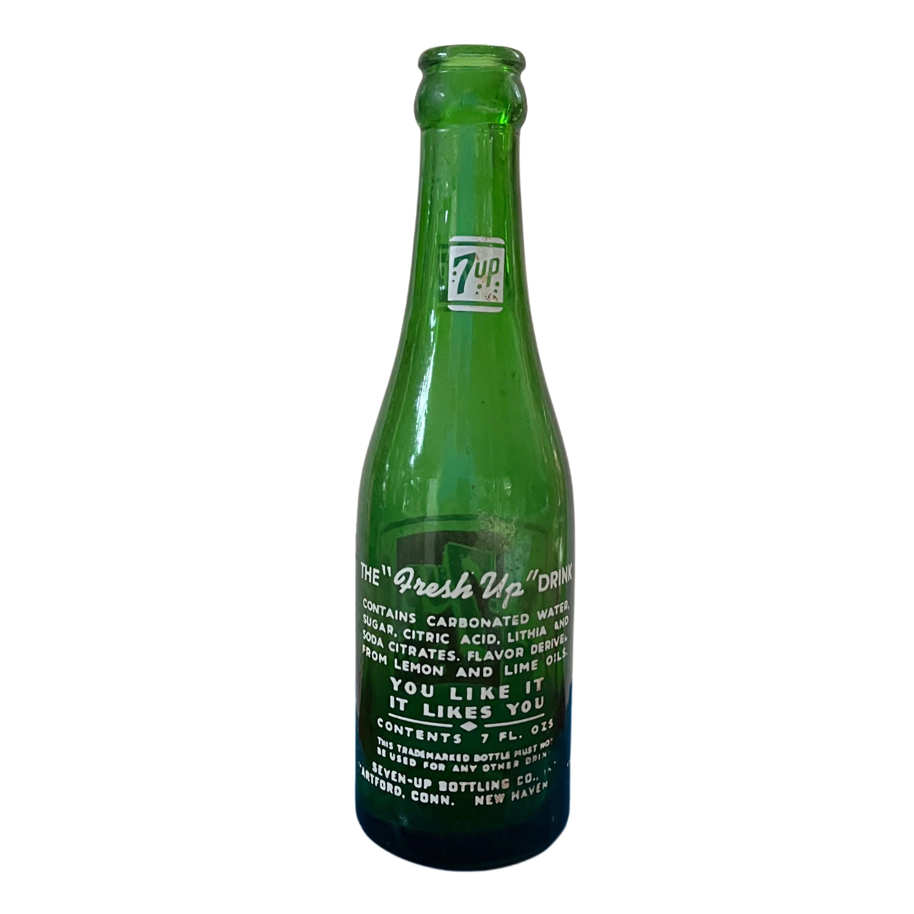 1930s 7up Bottle: Iconic Green ACL, 8 Bubble Swimsuit Series