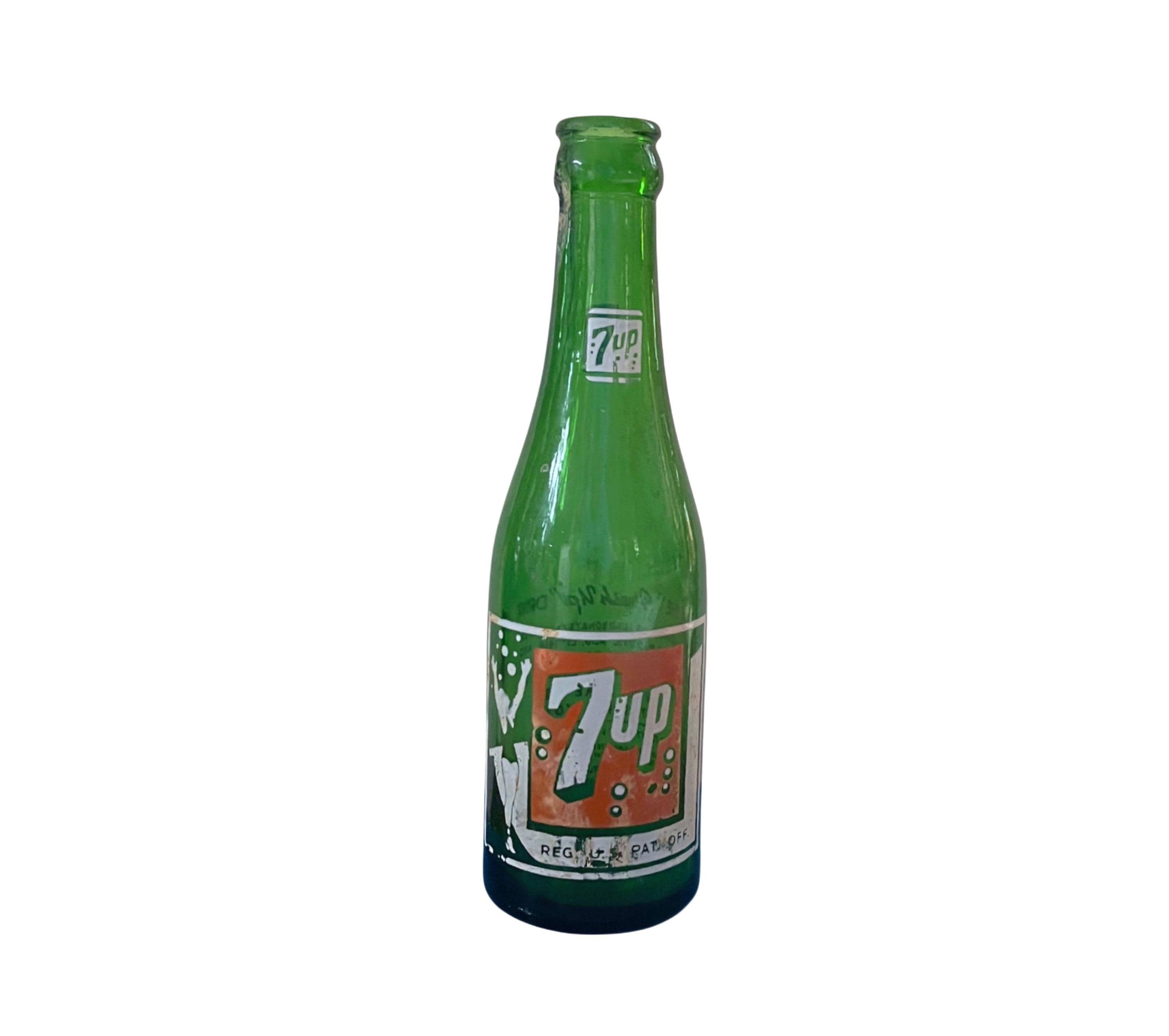 1930s 7up Bottle: Iconic Green ACL, 8 Bubble Swimsuit Series