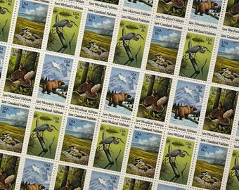 Vintage Wildlife Habitat 1981 US 18c Postage: Full Sheet of 50 Usable Stamps