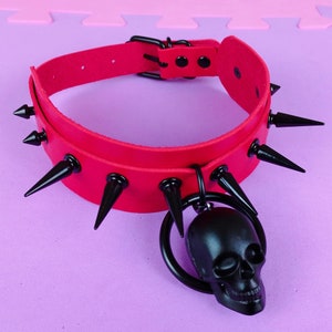 red spike choker skull gothic punk