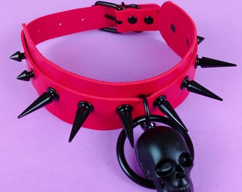 red spike choker skull gothic punk