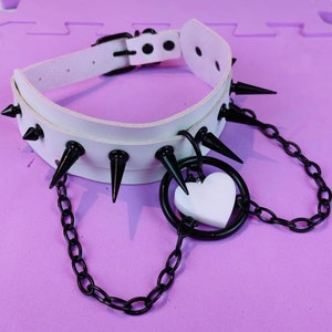 white heart spike choker