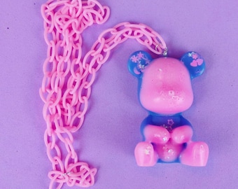 bear chain purple pink