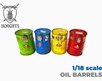 1:18 Scale / Oil Barrels (Drum) / 55 Gallon Barrels / Part For Diorama / 3D Print  /  Hand Painted Miniature / Workshop Diorama