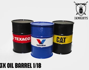1-18 Scale / Oil Barrels / Cat / Valvoline / Texaco / 55 Gallon Barrels / Part For Diorama / 3D Print / Hand Painted Miniature / Hand made