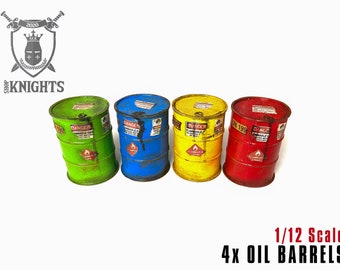 1-12 Scale / Oil Barrels (Drum) / 55 Gallon Barrels / Part For Diorama / 3D Print  /  Hand Painted Miniature / Hand made