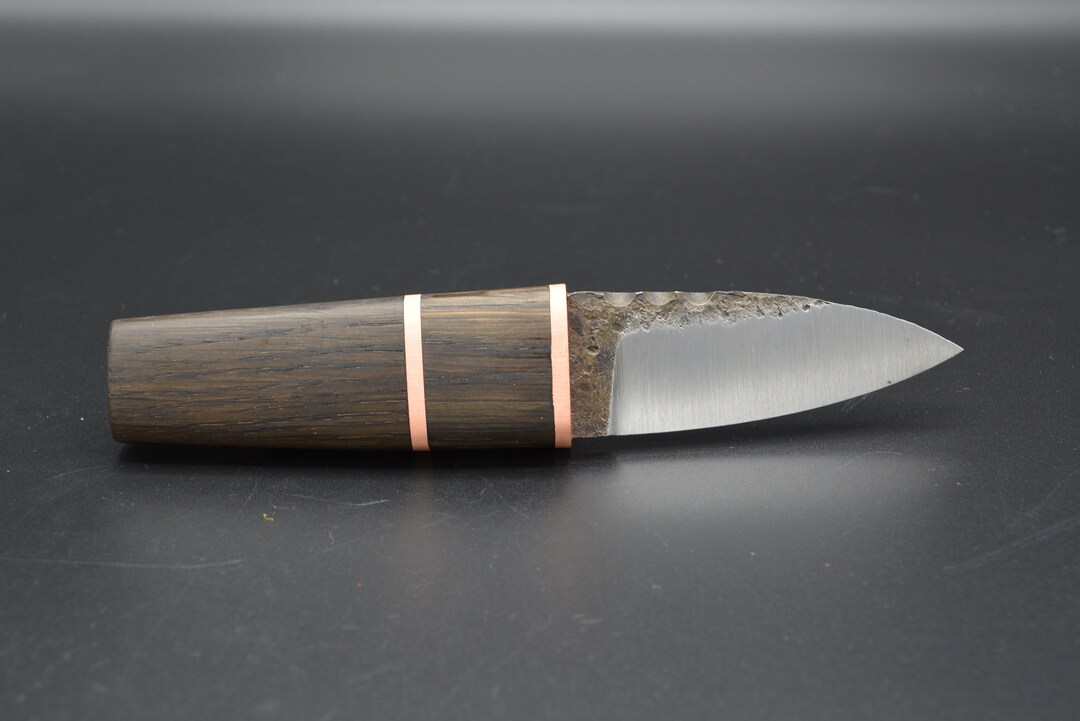 Handcrafted Sgian Dubh/ Forged O1 Tool Steel Blade / Bog Oak and Copper handle