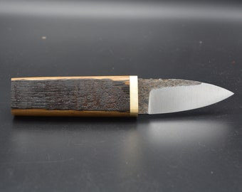 Handcrafted Sgian Dubh/ Forged O1 Tool Steel Blade / Whisky Stave and Brass handle