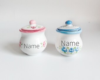 Hand-Painted Ceramic Pet Urn: Small Round Memorial with Roses