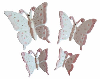 Set of 4 ceramic butterflies made in Italy