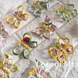 Ceramic butterflies Italian Ceramic, butterflies ceramic 6x5cm