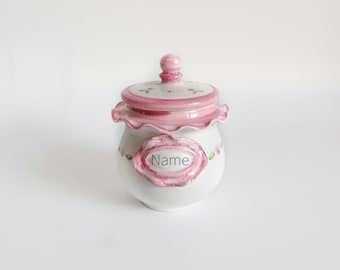 Handmade Ceramic Pet Urn with Roses - Personalized Memorial