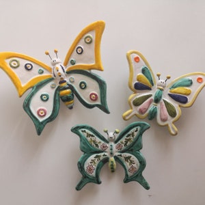 Unique Set of Handcrafted Ceramic Butterflies from Italy