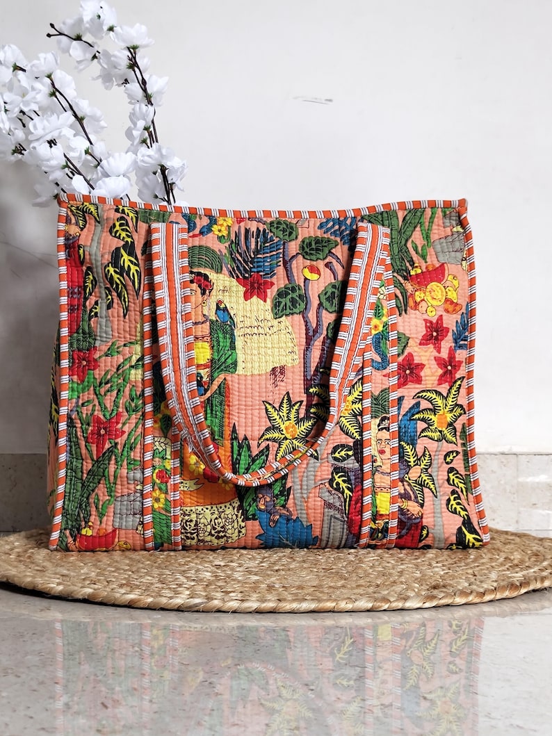 Frida Kahlo Inspired Cotton Quilted Bag