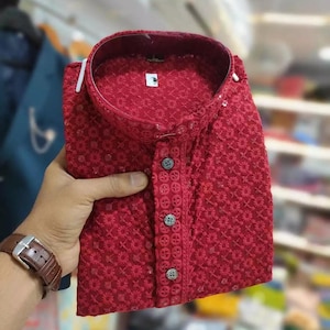 Indian Chikankari Mirror Work Kurta For Men Pakistani Ethnic Designer Festival Kurta Set For Men