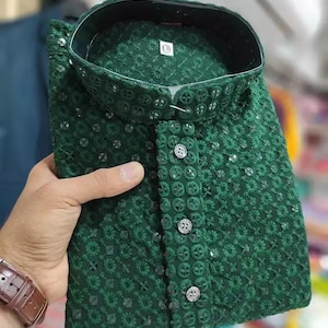 Indian Chikankari Mirror Work Kurta For Men Pakistani Ethnic Designer Festival Kurta Set For Men