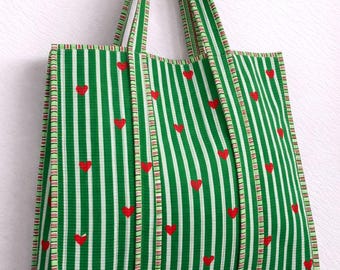 Handmade Quilted Cotton Floral Blockprint Tote Bag | Reversible Shopper Bag For Her 18x18 Inches