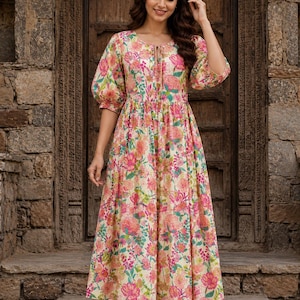 bohemian garden party dress Garden Party Smocked Floral Maxi Dress | Trendy Woman Dress