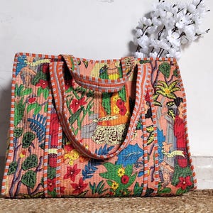 Frida Kahlo Inspired Cotton Quilted Bag