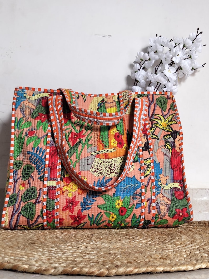 Frida Kahlo Inspired Cotton Quilted Bag