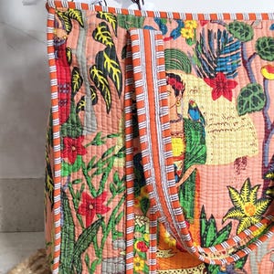 Frida Kahlo Inspired Cotton Quilted Bag